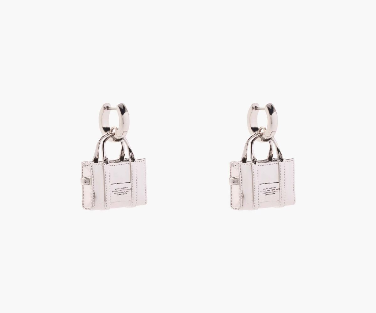 Marc Jacobs Tote Bag Earrings Light Antique Silver | ASH-457013