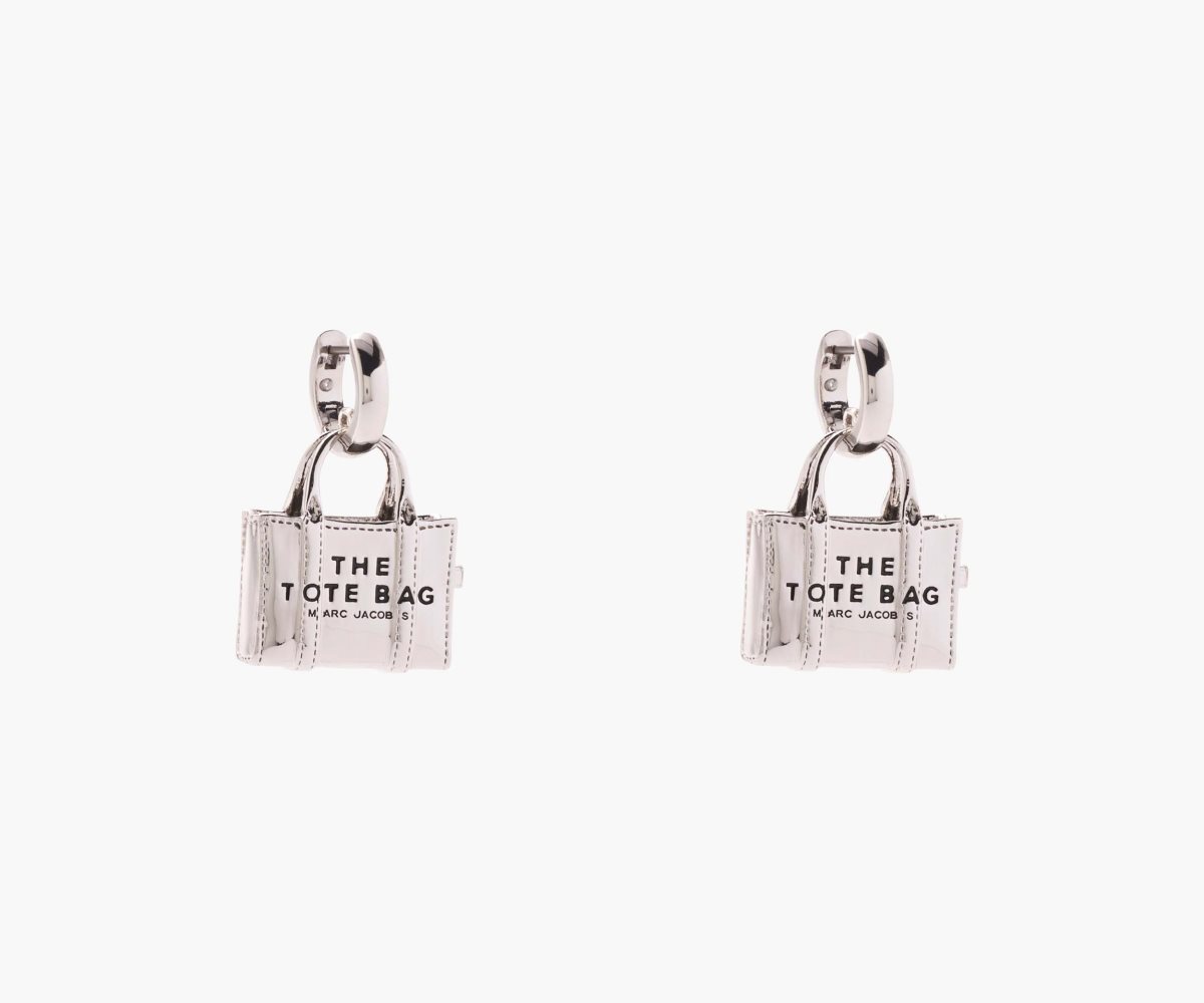 Marc Jacobs Tote Bag Earrings Light Antique Silver | ASH-457013