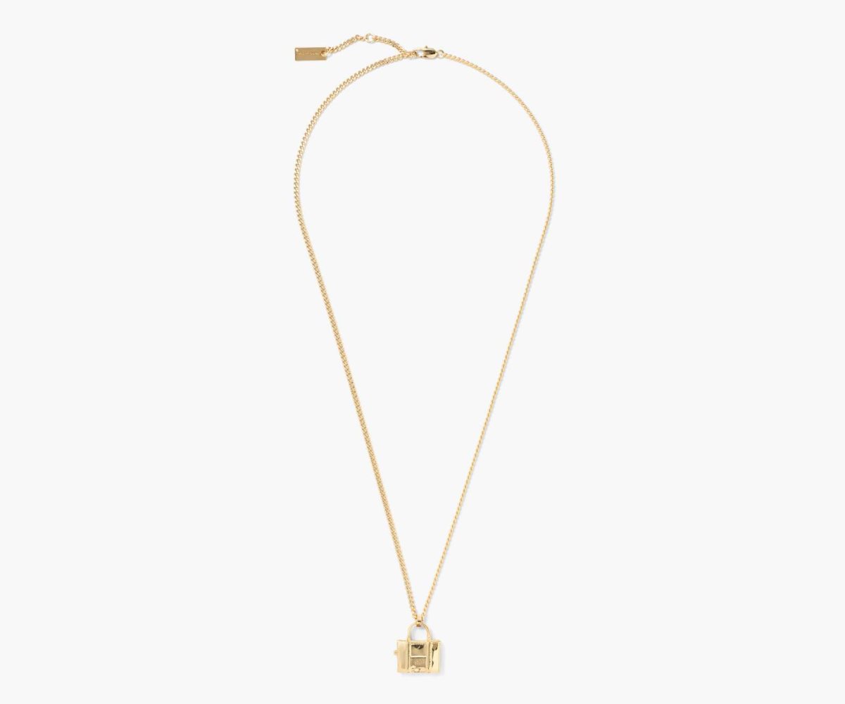 Marc Jacobs Tote Bag Necklace Light Antique Gold | GPS-924307