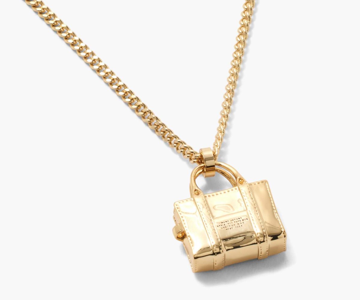 Marc Jacobs Tote Bag Necklace Light Antique Gold | GPS-924307