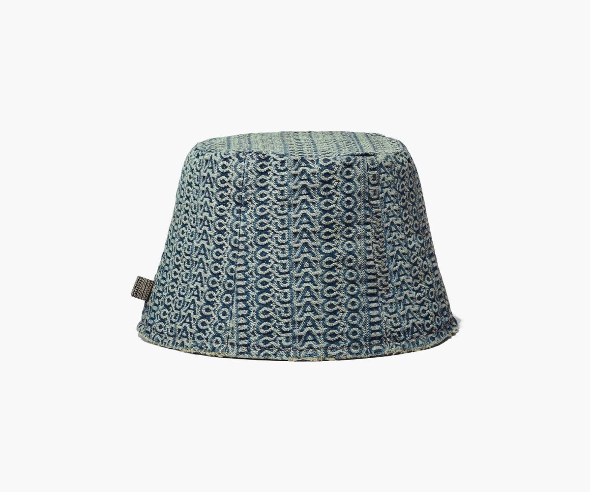 Marc Jacobs Washed Monogram Denim Bucket Hat Sun Faded Denim | YQN-360247