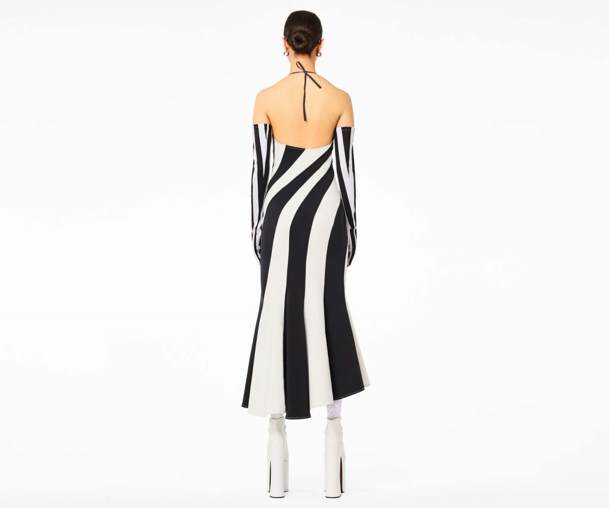 Marc Jacobs Wave Halter Dress Black/Ivory | BMI-172936