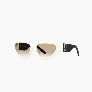 Marc Jacobs J Marc Cat Eye Sunglasses White/Black | DOE-649128