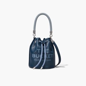 Marc Jacobs Leather Bucket Bag Blue Sea | MFO-872034