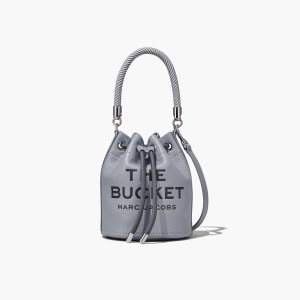Marc Jacobs Leather Bucket Bag Wolf Grey | JVD-641532