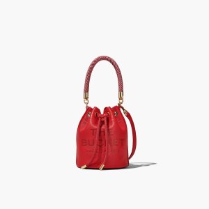 Marc Jacobs Leather Micro Bucket Bag True Red | DCI-570196