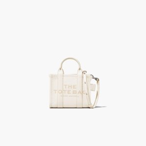 Marc Jacobs Leather Micro Tote Bag Cotton/Silver | TLH-539602