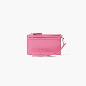 Marc Jacobs Leather Top Zip Wristlet Candy Pink | WMD-270413