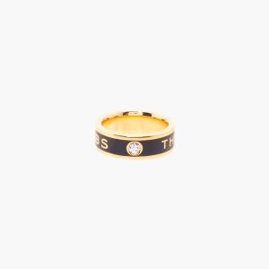 Marc Jacobs Medallion Ring Black/Gold | AYZ-984123