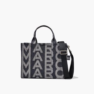 Marc Jacobs Monogram Denim Medium Tote Bag Denim Blue | JKG-019748