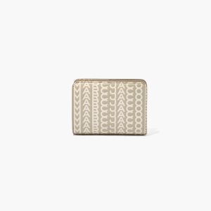 Marc Jacobs Monogram Mini Compact Wallet Khaki | FOV-095423