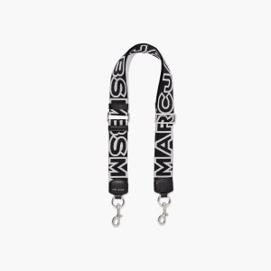 Marc Jacobs Outline Logo Webbing Strap Black/Silver | LMK-916078